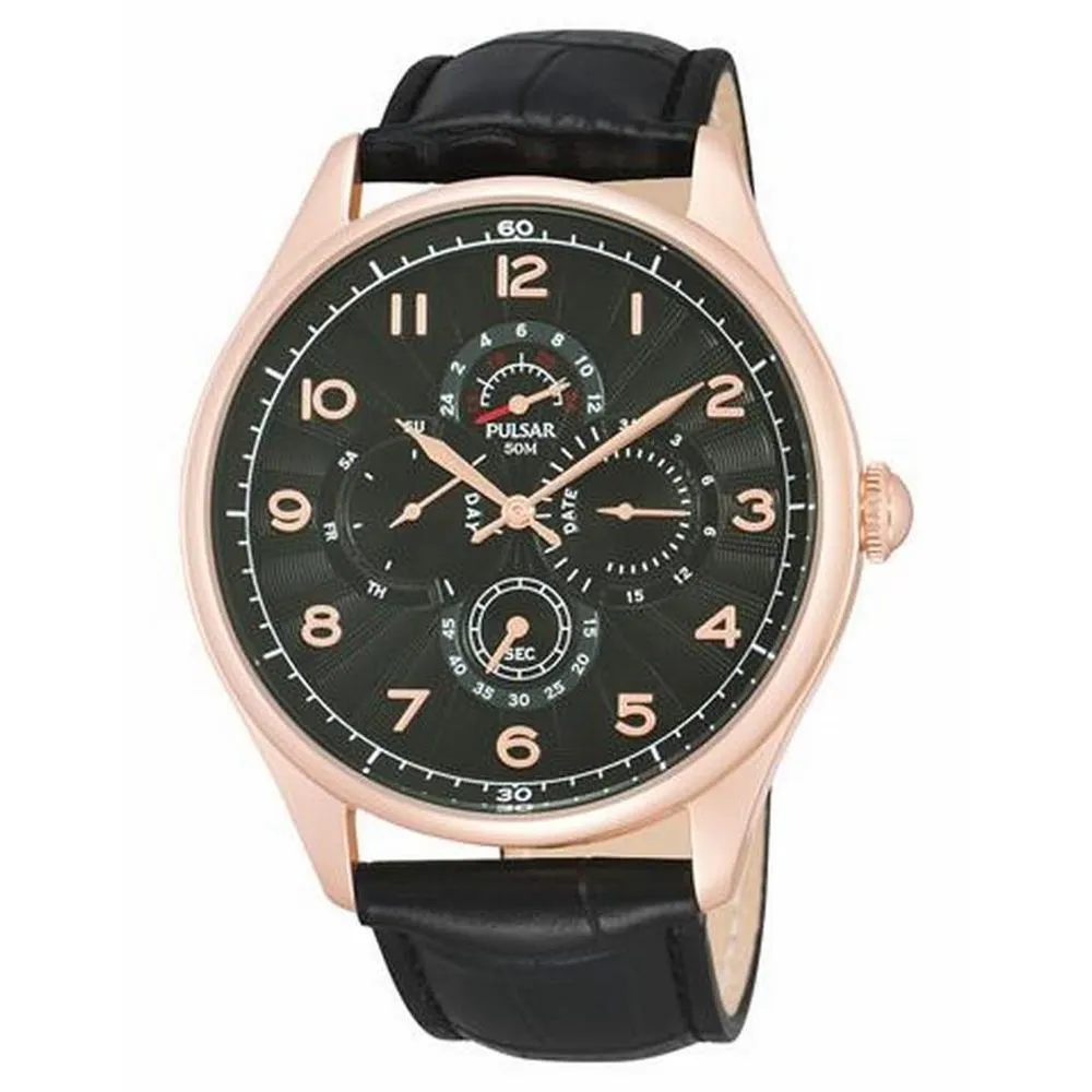 Pulsar Men's Black Leather Watch