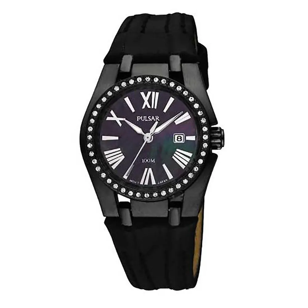 Pulsar Women's Black Leather Watch