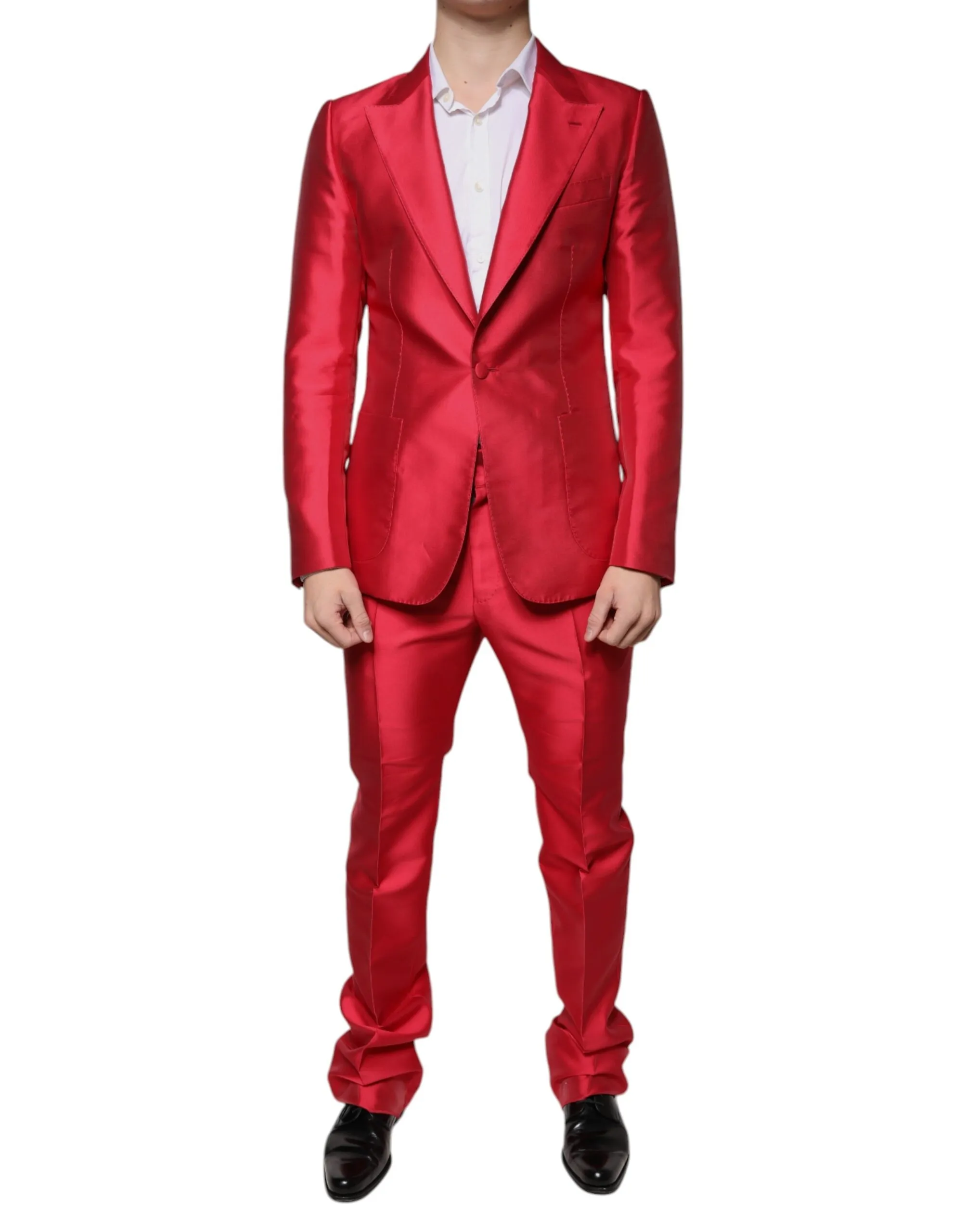 Dolce & Gabbana Men's Red Polyester Single Breasted Formal Suit