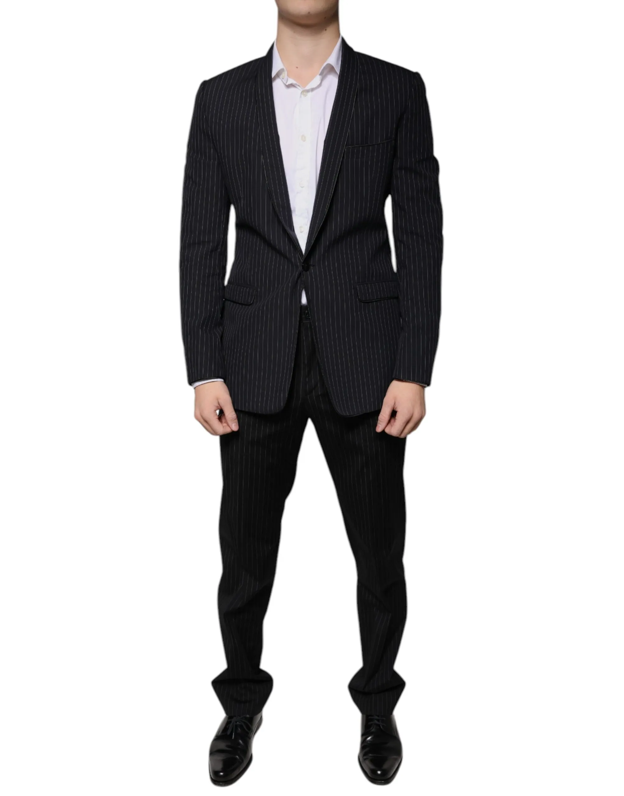 Dolce & Gabbana Men's Black Stripe Single Breasted Formal Suit
