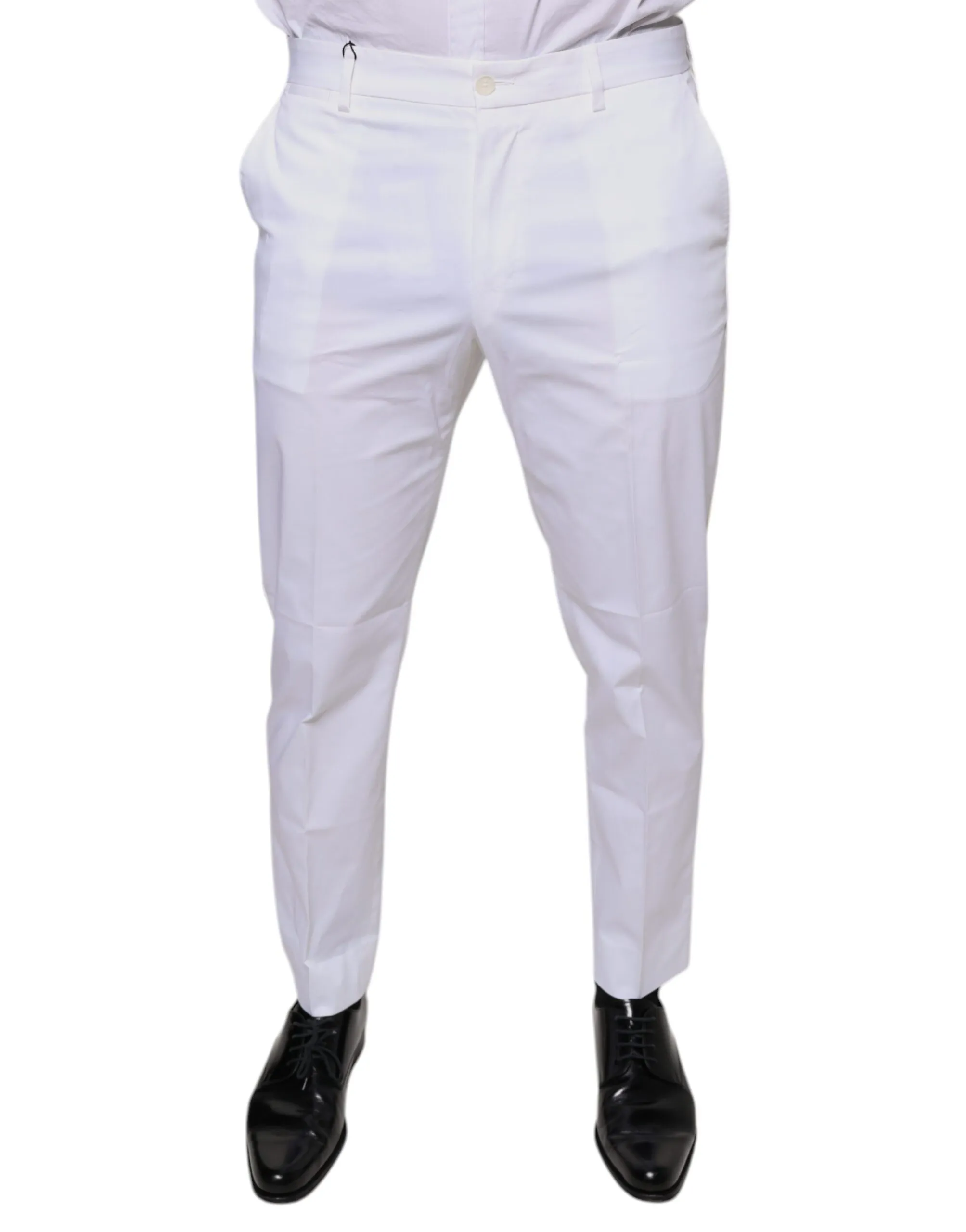 Dolce & Gabbana Men's White Cotton Skinny Dress Pants