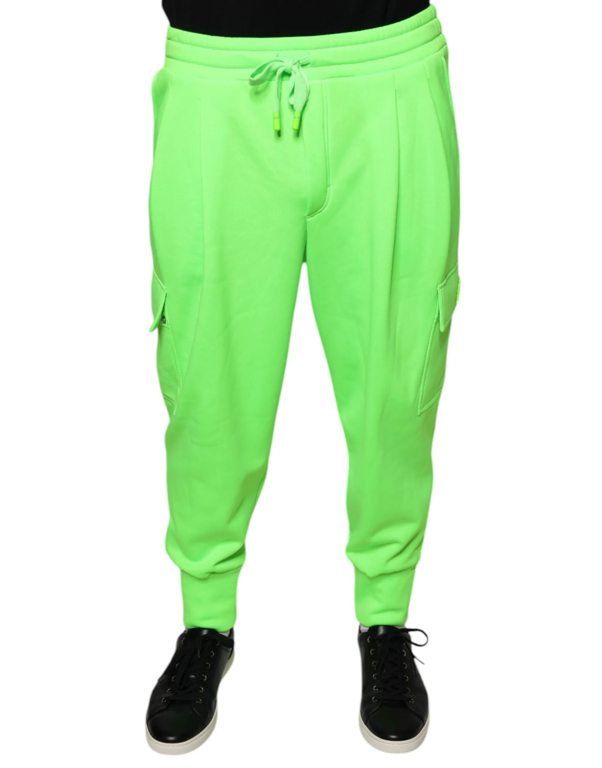 Dolce & Gabbana Men's Neon Green Polyester Cargo Jogger Sweatpants Pants
