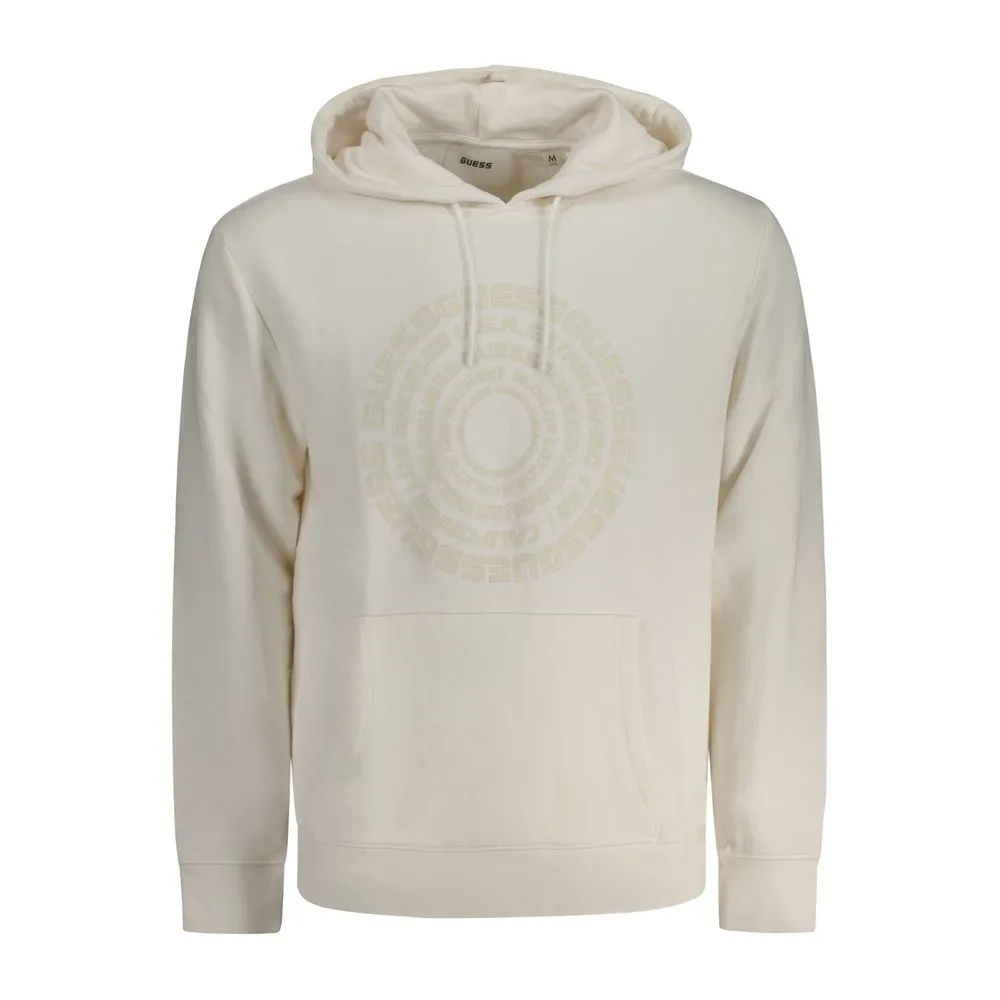 Guess Jeans Men's White Cotton Mens Hooded Sweater