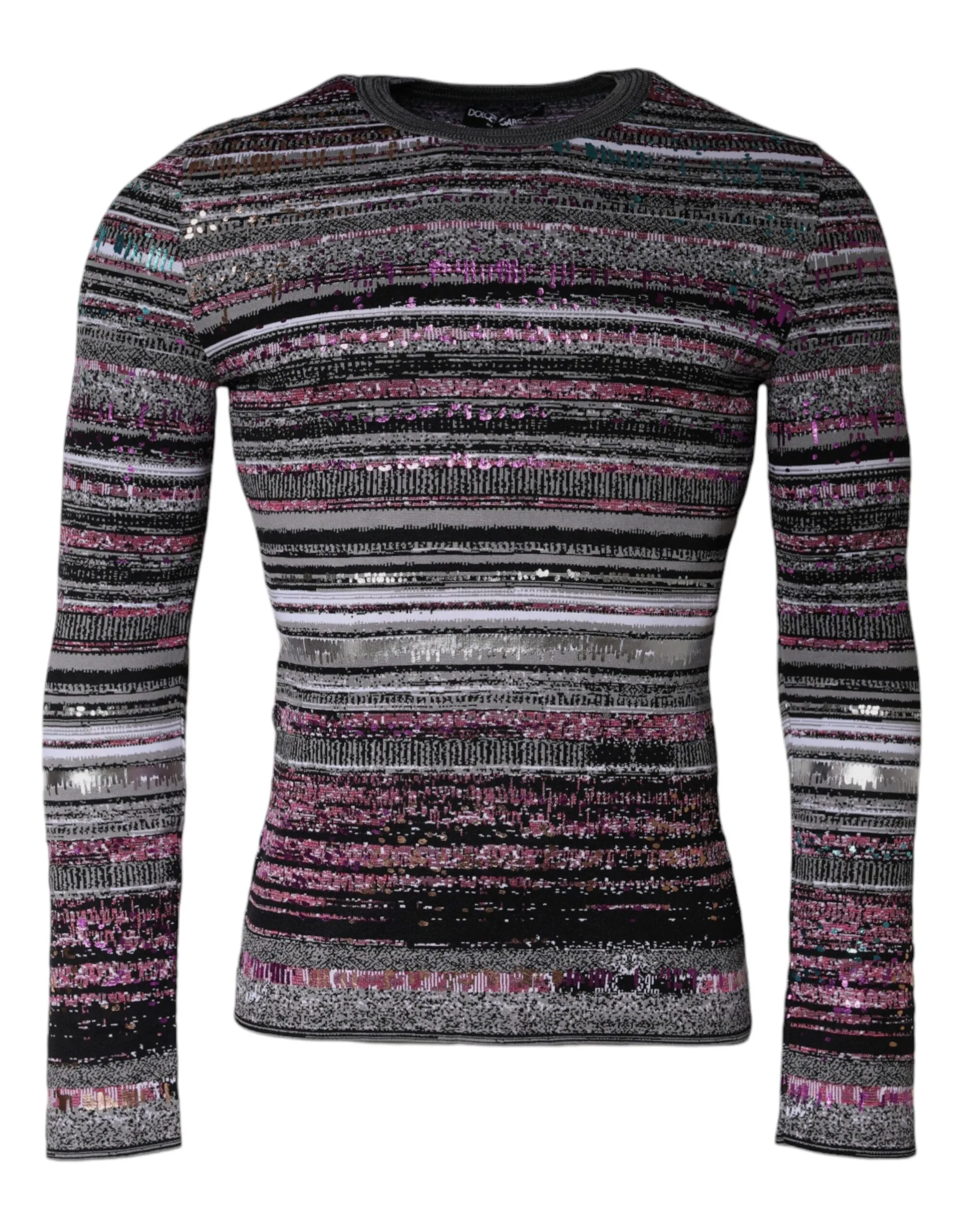 Dolce & Gabbana Men's Multicolor Stripes Crew Neck Pullover Sweater