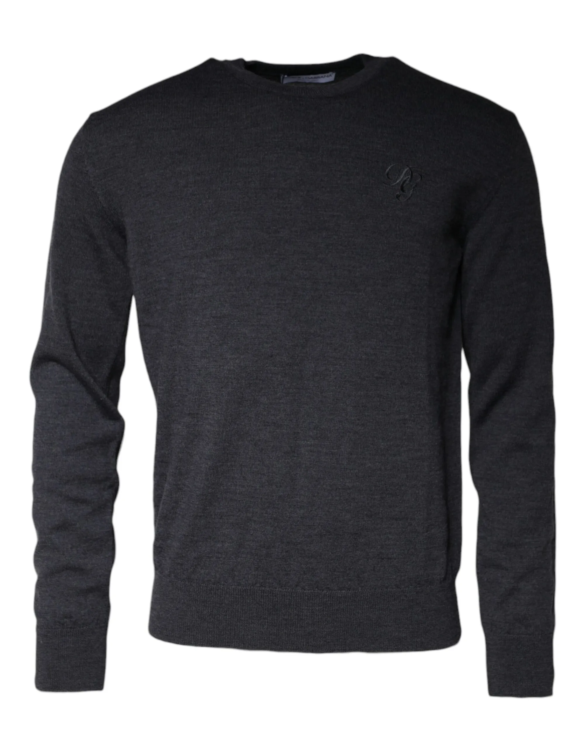 Dolce & Gabbana Men's Dark Gray Wool Crew Neck Pullover Sweater