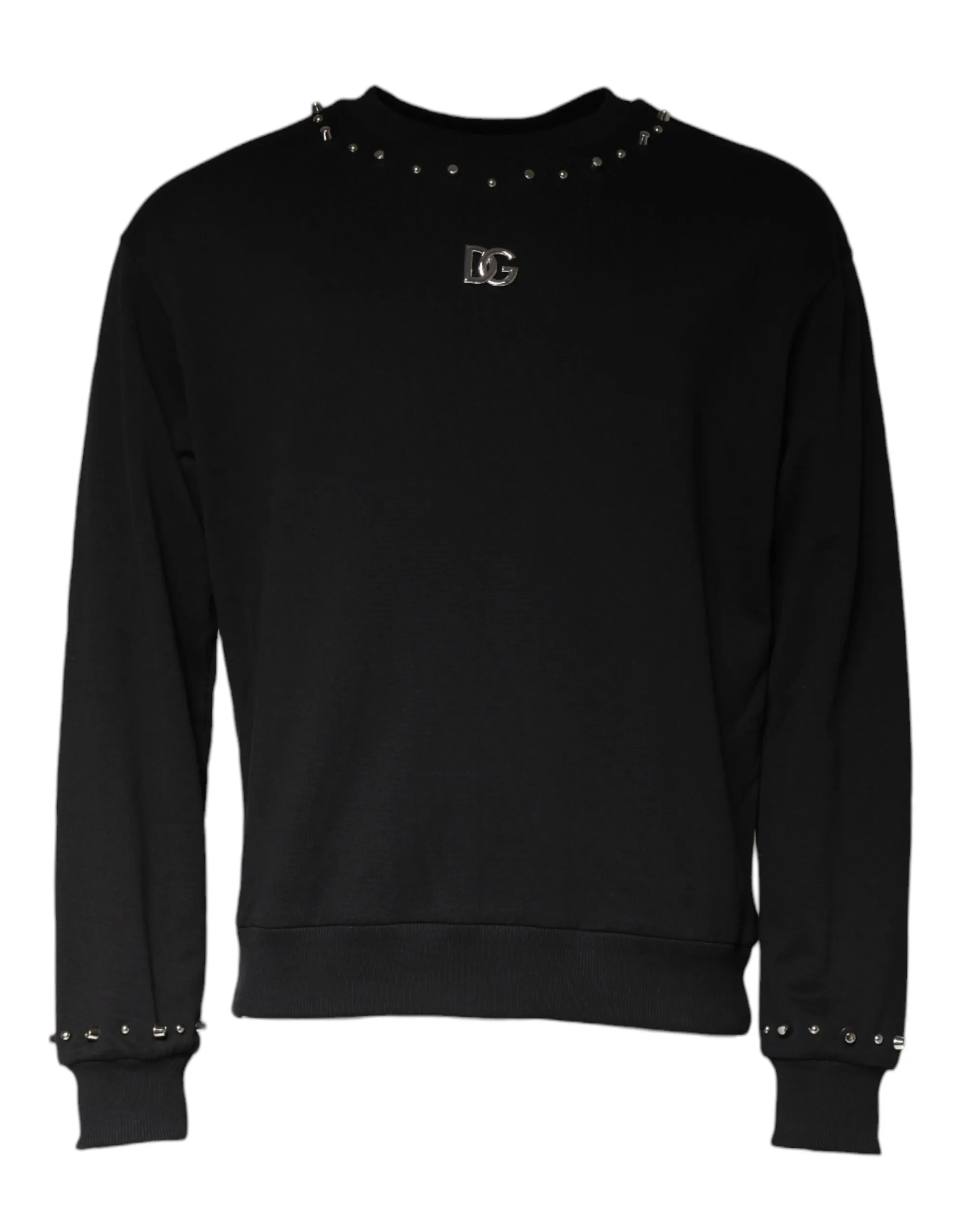 Dolce & Gabbana Men's Black Logo Stud Pullover Sweatshirt Sweater