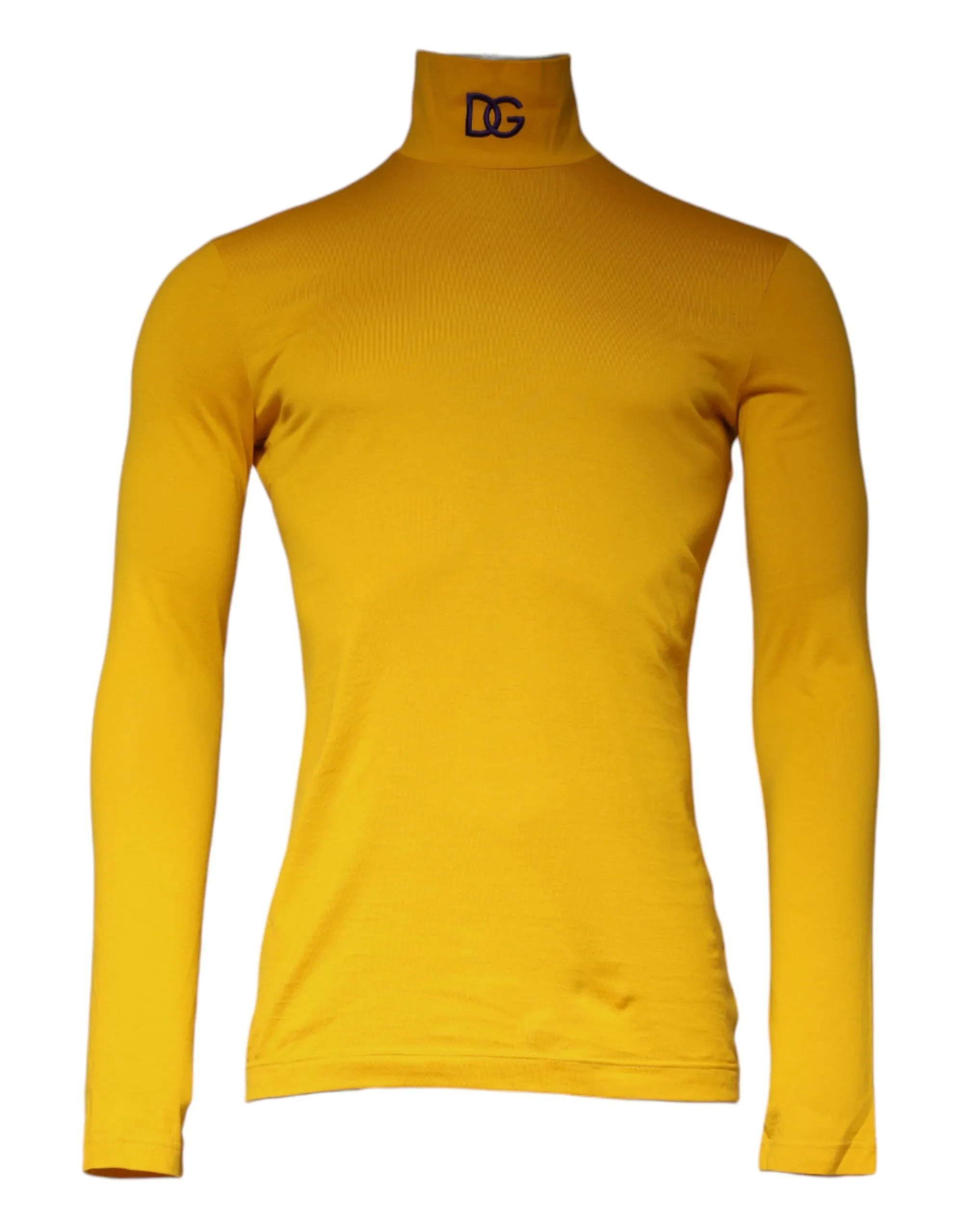 Dolce & Gabbana Men's Yellow DG Long Sleeve Turtleneck Pullover Sweater