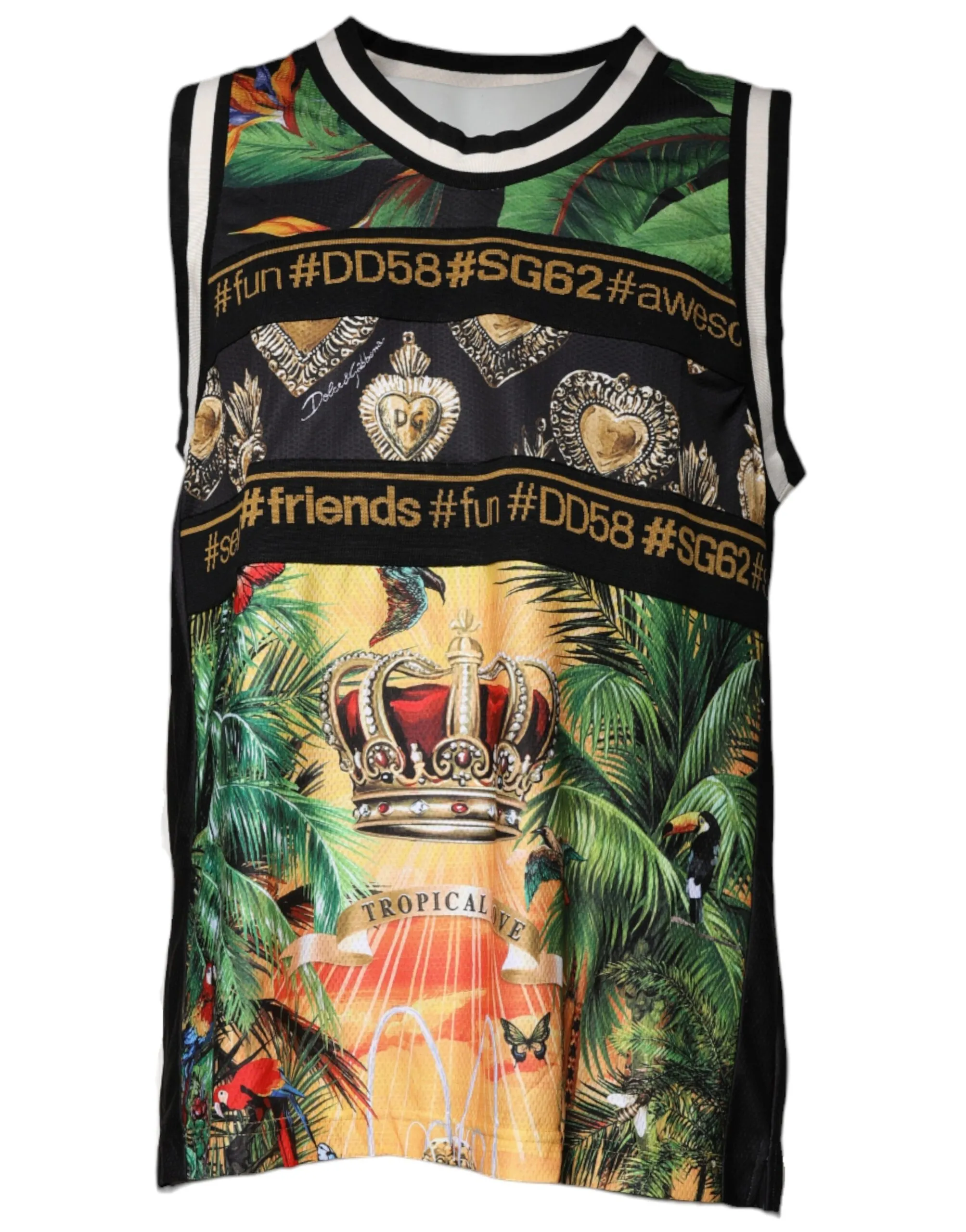 Dolce & Gabbana Men's Multicolor Tropical Sleeveless Tank T-shirt