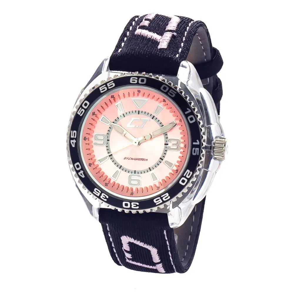 Chronotech Unisex Black Leather Watch