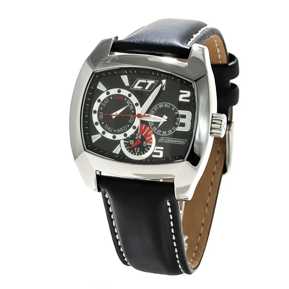 Chronotech Men's Black Leather Watch