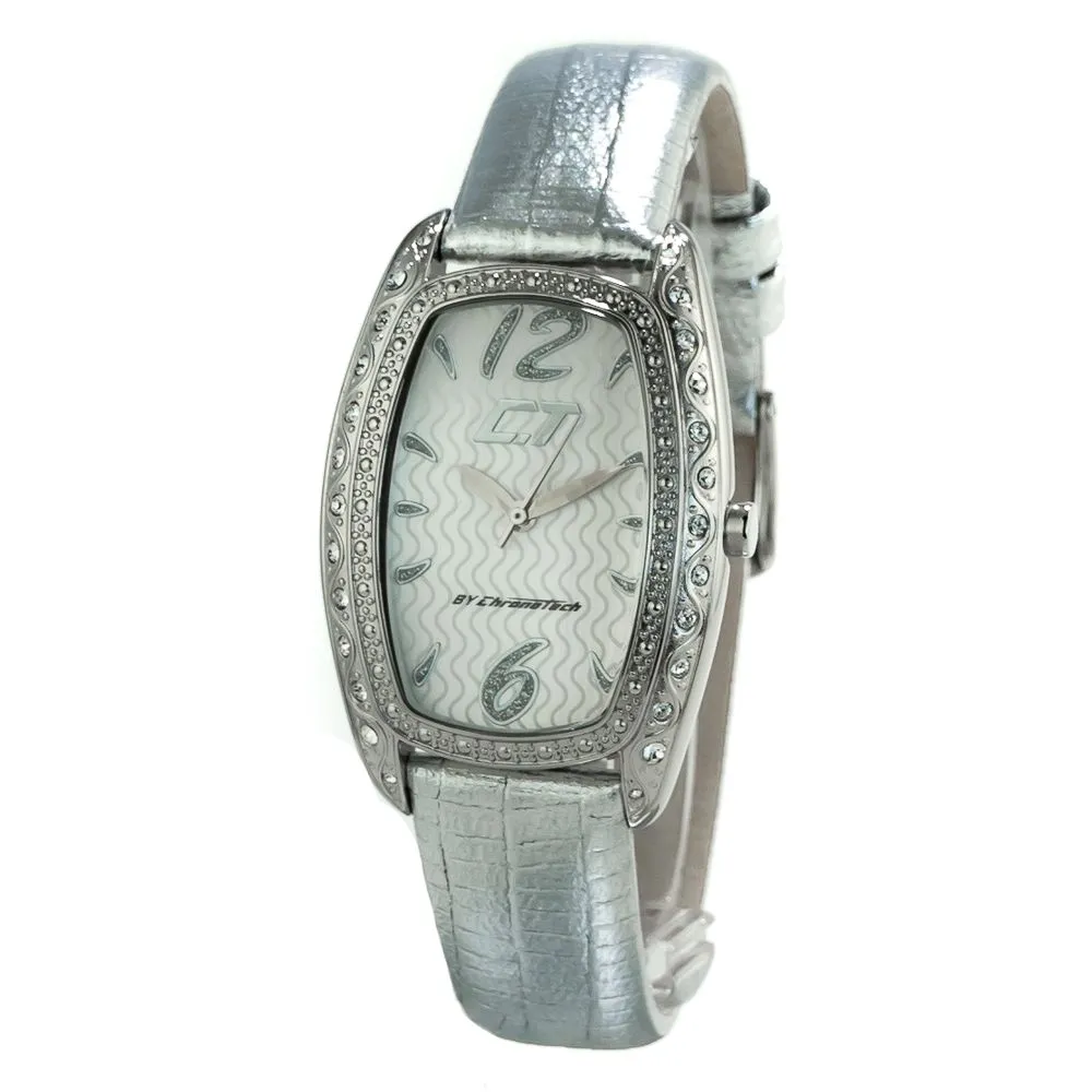 Chronotech Women's Silver Leather Watch
