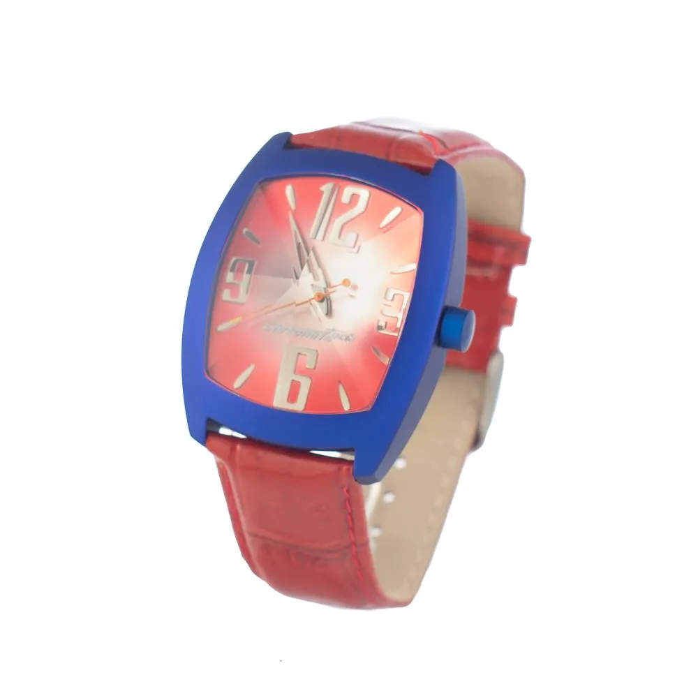 Chronotech Unisex Red Leather Watch