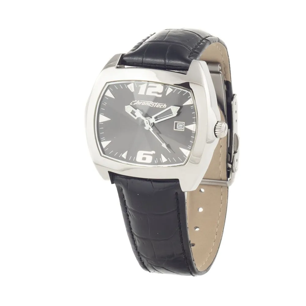 Chronotech Unisex Black Leather Watch