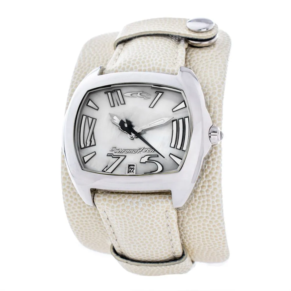 Chronotech Unisex Beige Leather Watch