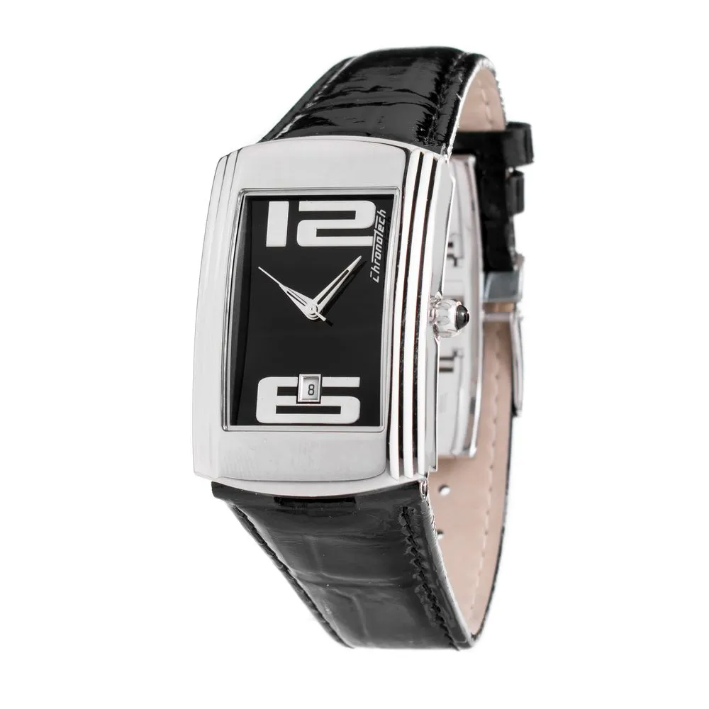 Chronotech Unisex Black Leather Watch