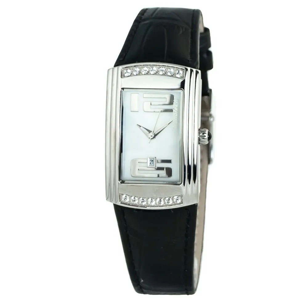 Chronotech Women's Black Leather Watch