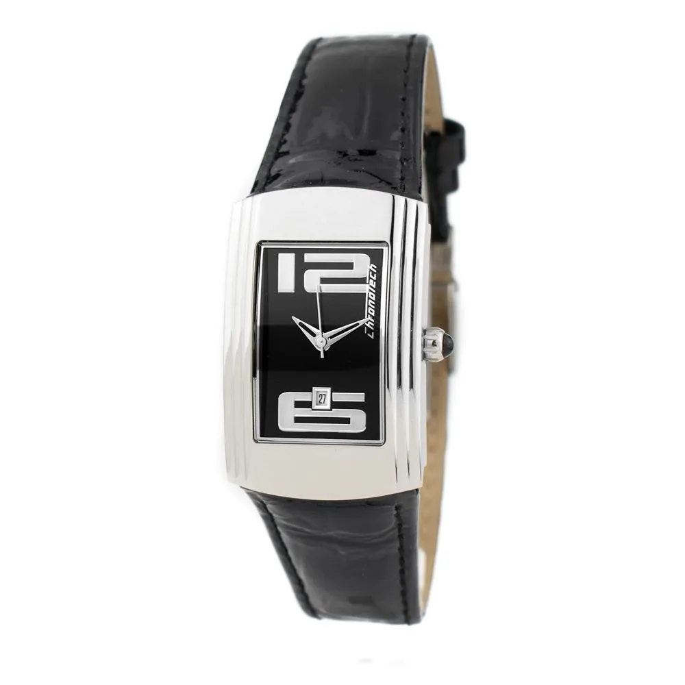 Chronotech Women's Black Leather Watch