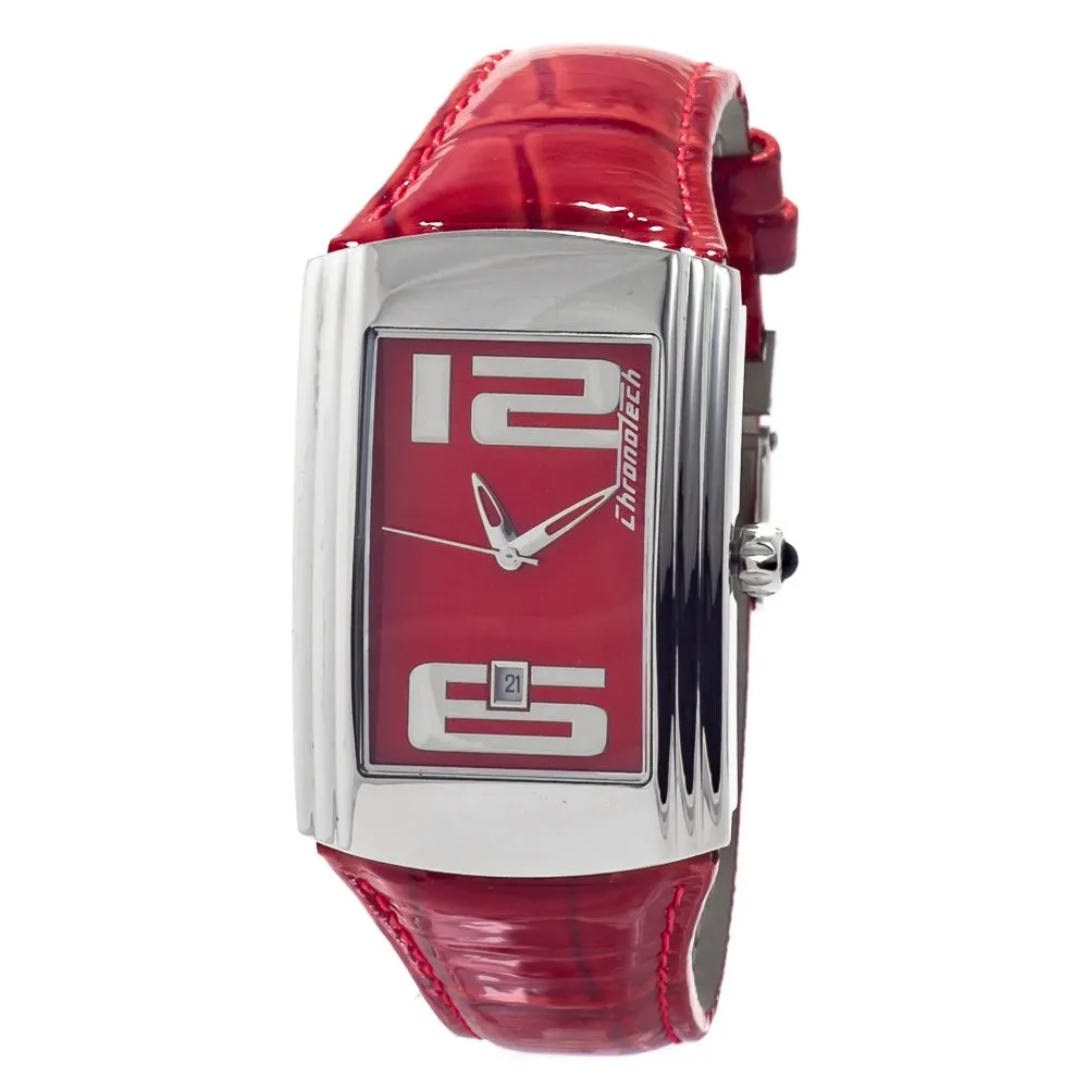 Chronotech Unisex Red Leather Watch