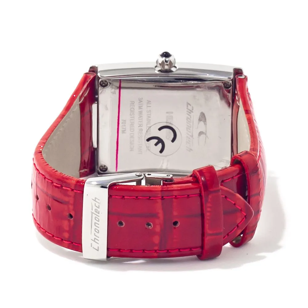 Chronotech Unisex Red Leather Watch