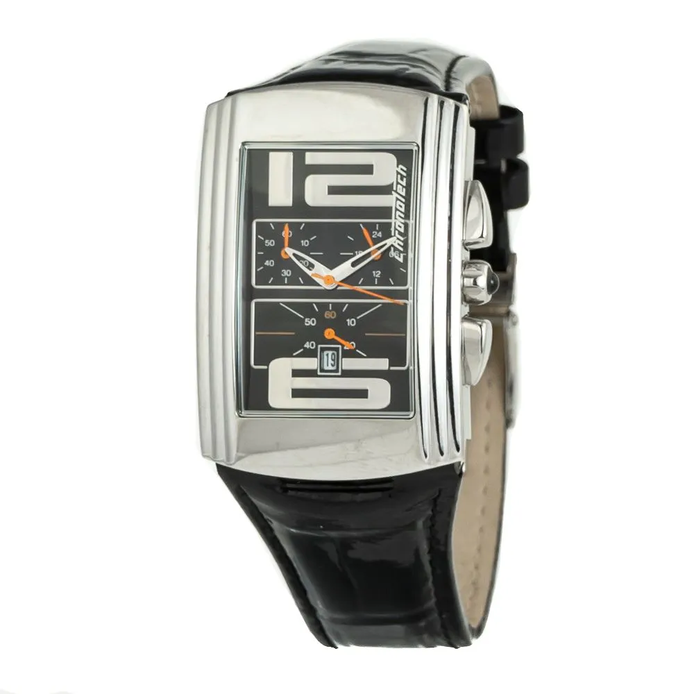 Chronotech Unisex Black Leather Watch