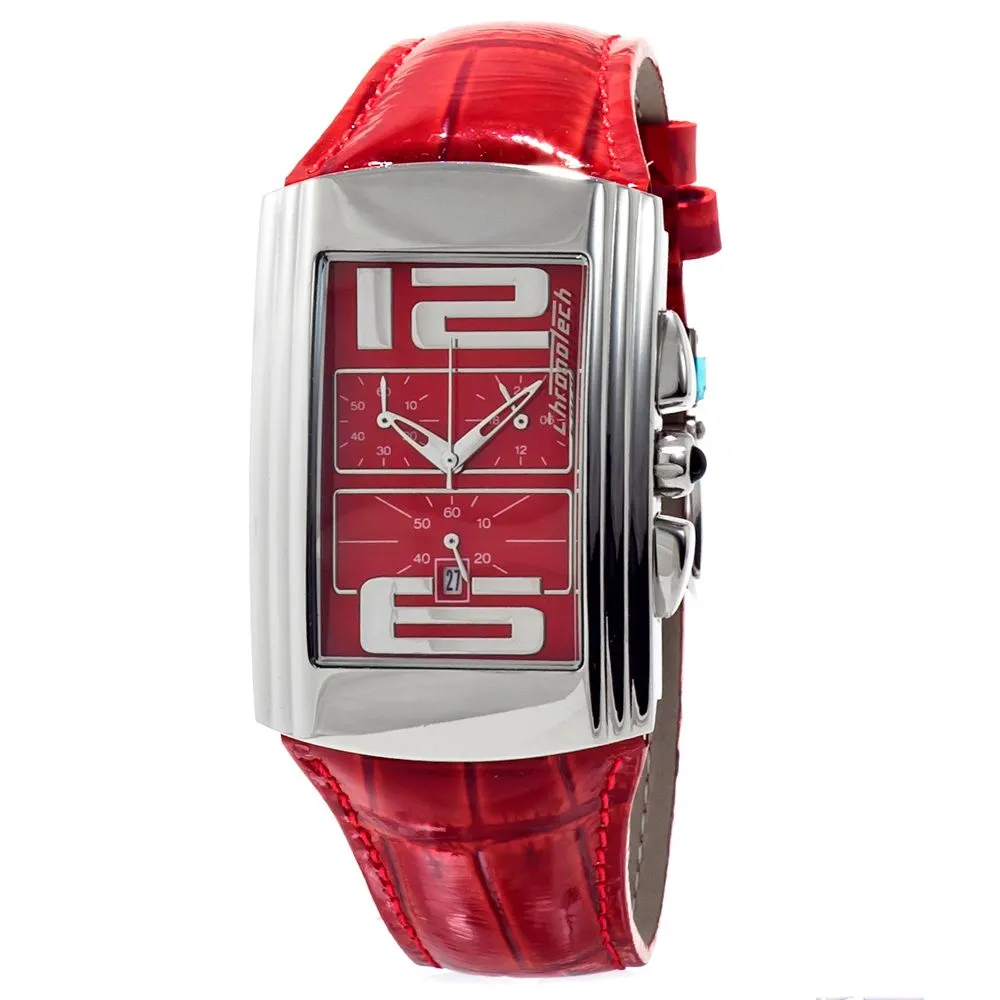 Chronotech Unisex Red Leather Watch