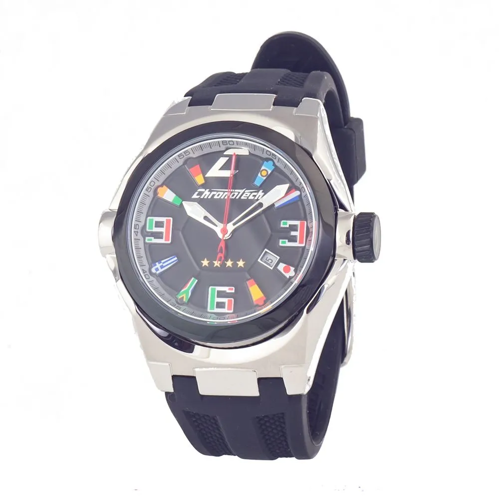 Chronotech Men's Black Rubber Watch