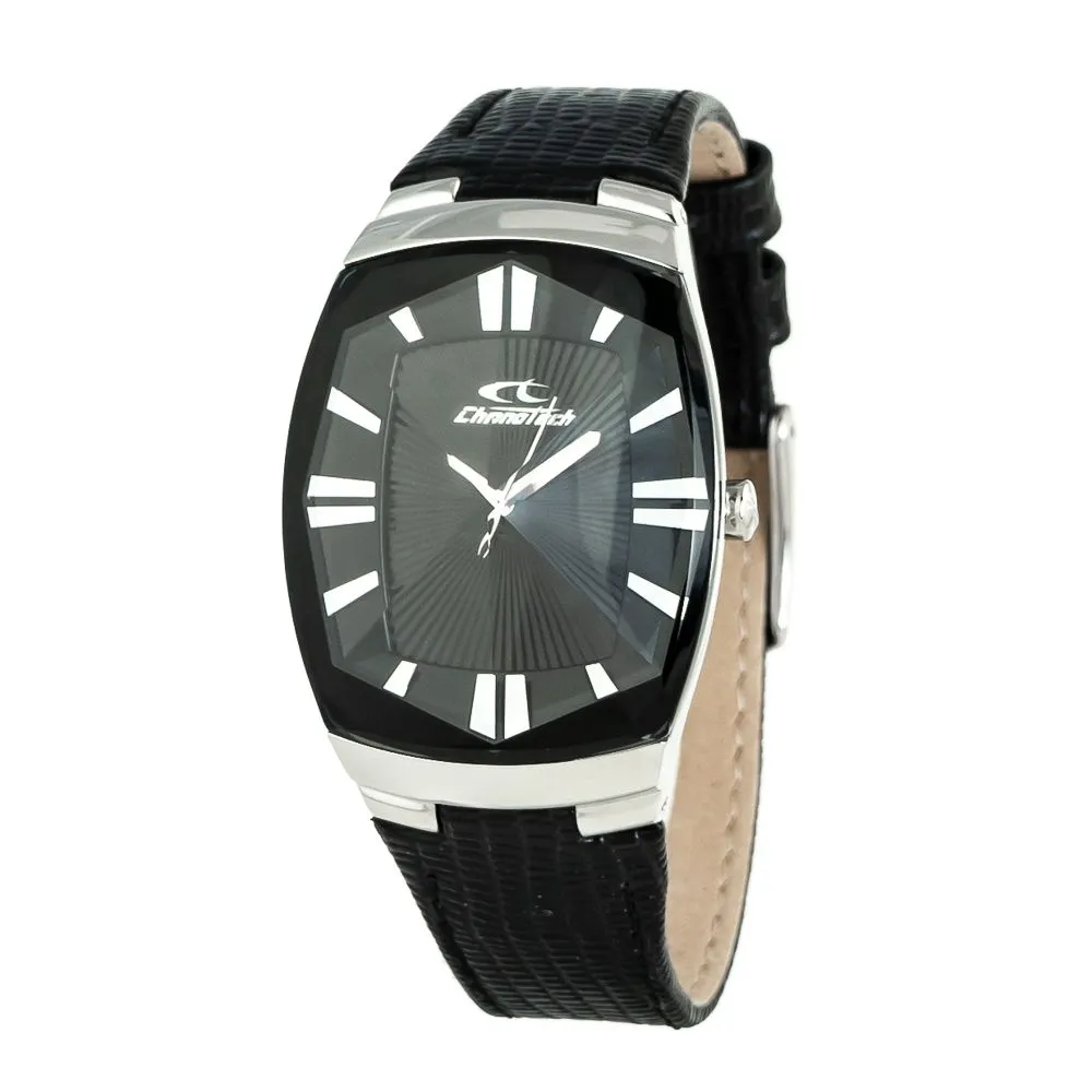 Chronotech Unisex Black Leather Watch