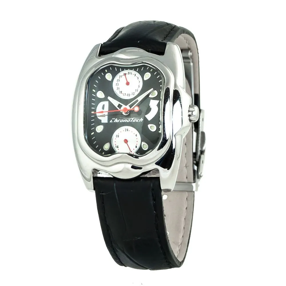 Chronotech Women's Black Leather Watch