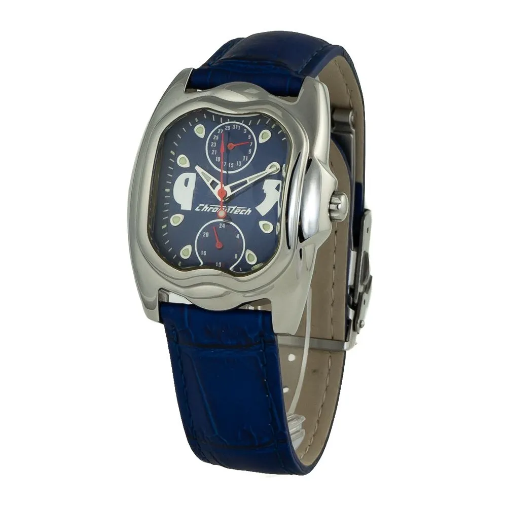 Chronotech Men's Blue Leather Watch