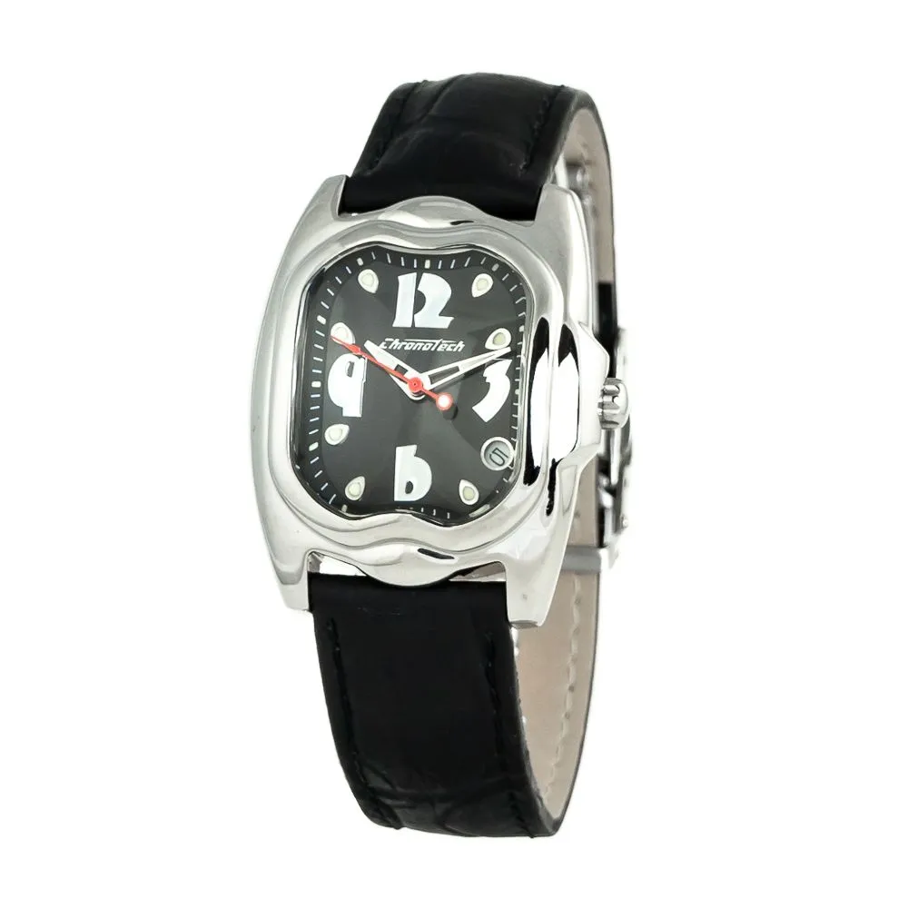 Chronotech Women's Black Leather Watch