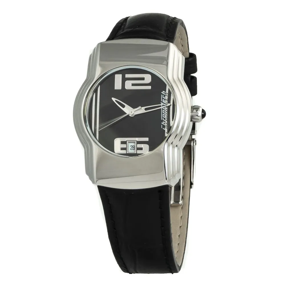 Chronotech Unisex Black Leather Watch