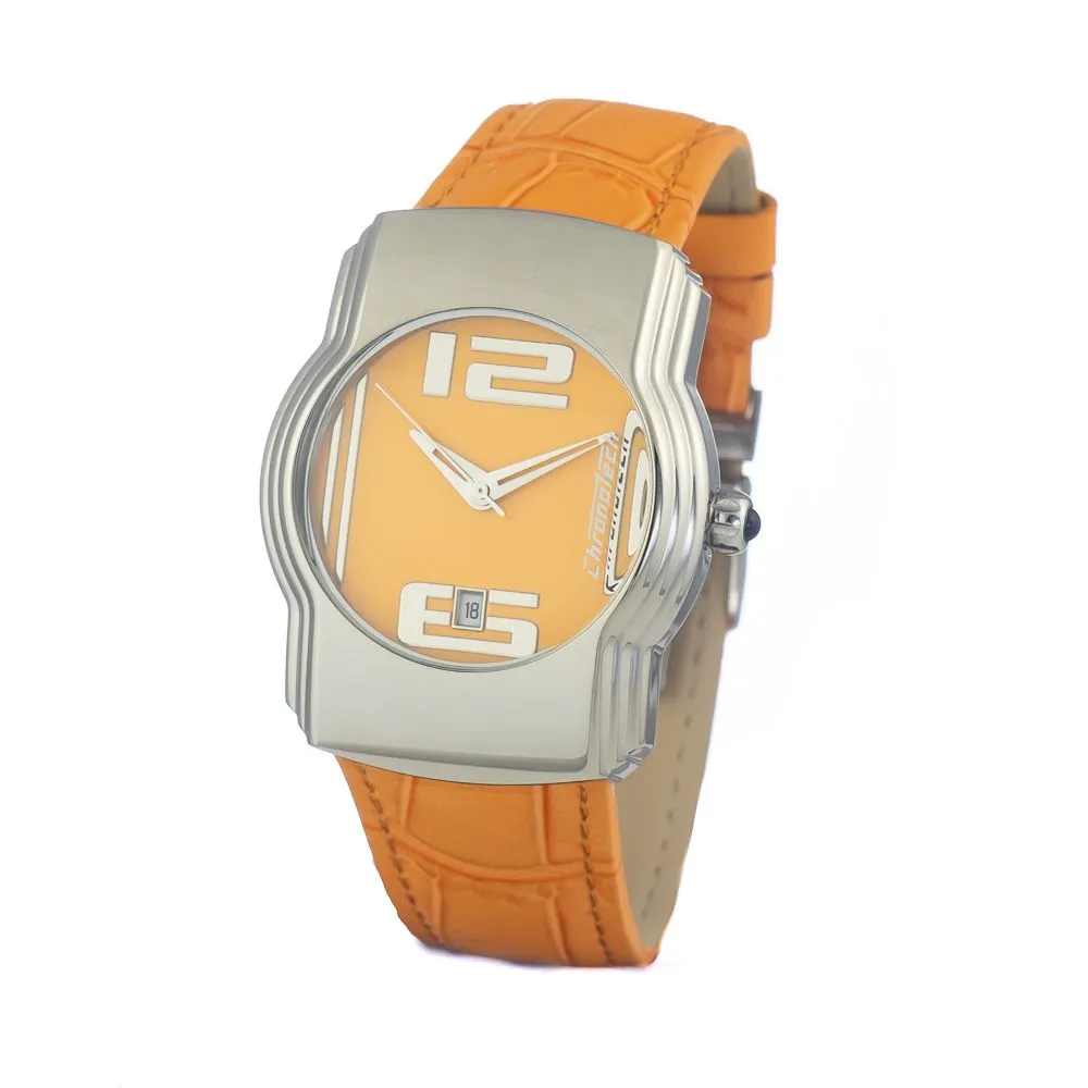 Chronotech Unisex Orange Leather Watch