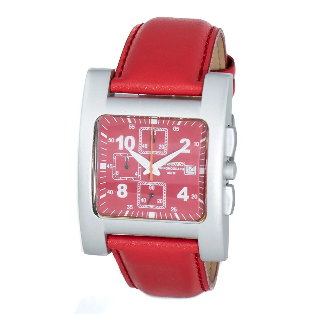 Chronotech Men's Red Leather Watch