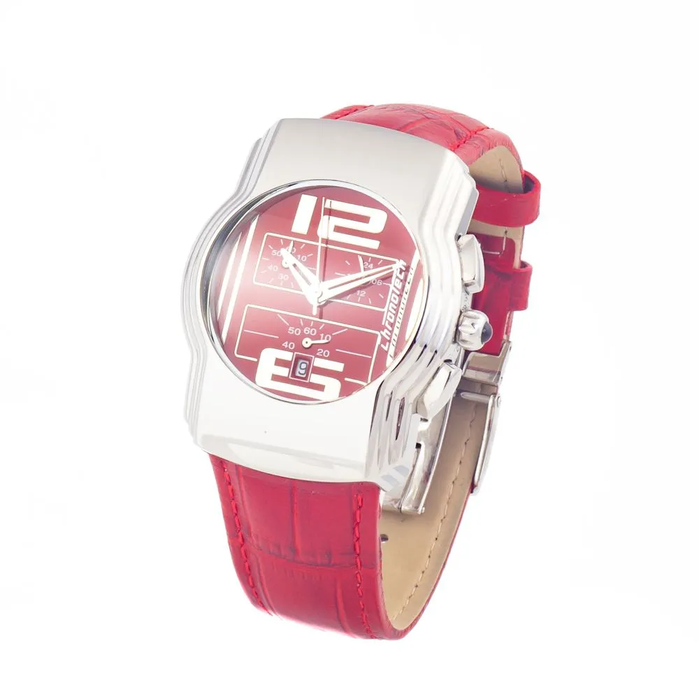 Chronotech Unisex Red Leather Watch