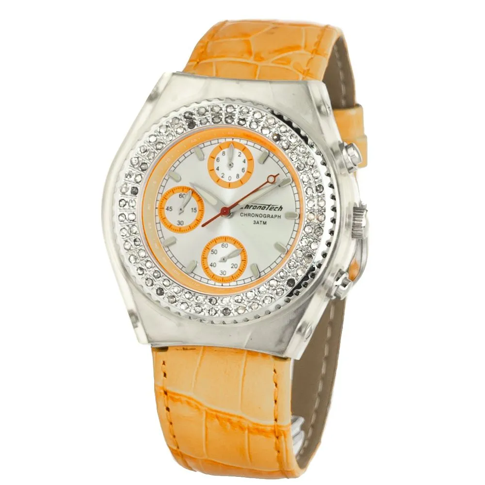 Chronotech Unisex Orange Leather Watch