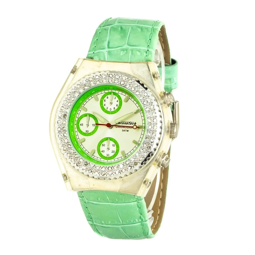 Chronotech Women's Green Leather Watch