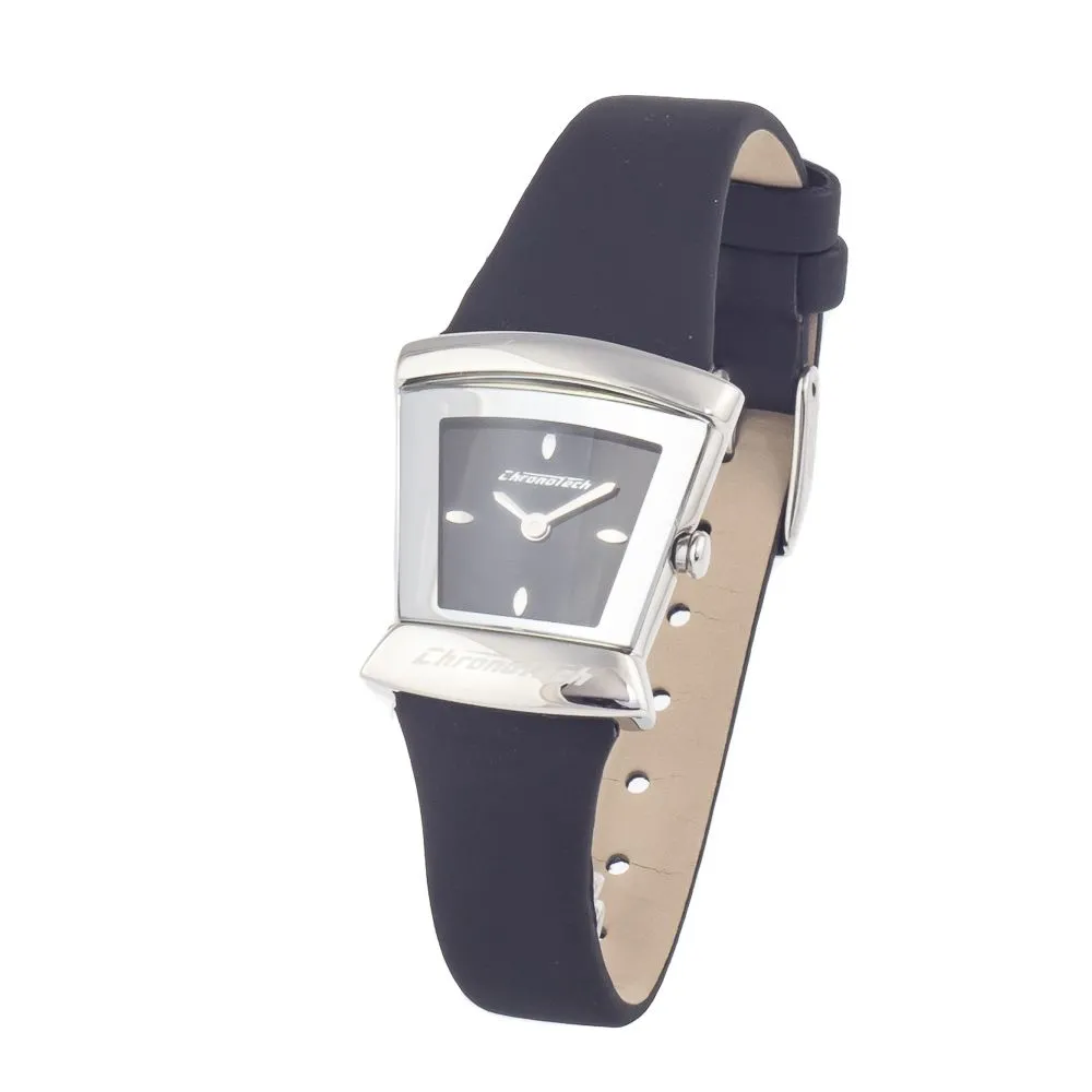 Chronotech Women's Black Leather Watch