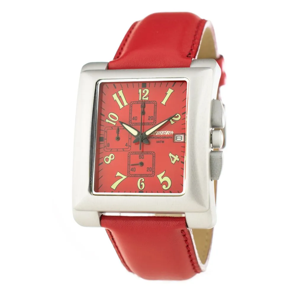 Chronotech Unisex Red Leather Watch