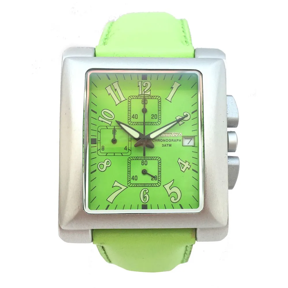 Chronotech Unisex Green Leather Watch