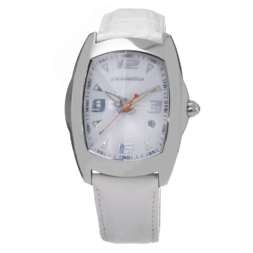 Chronotech Men's White Leather Watch