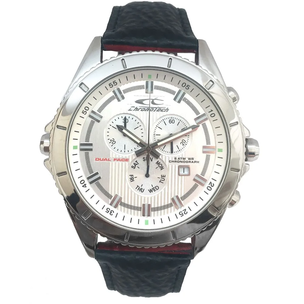 Chronotech Men's Black Leather Watch