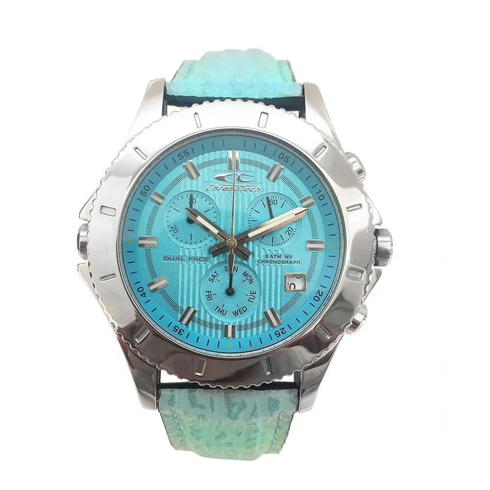 Chronotech Unisex Blue Leather Watch
