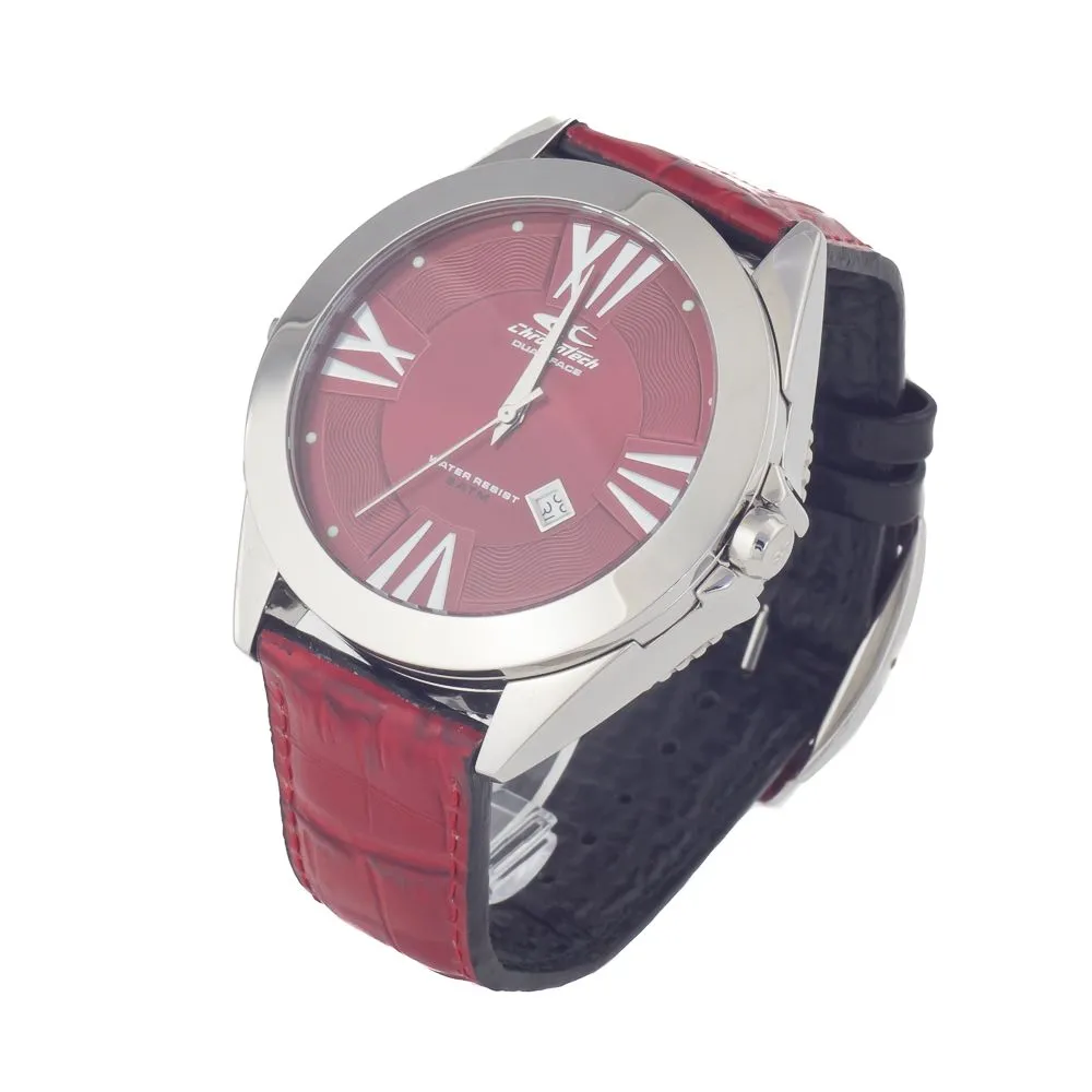 Chronotech Men's Black Leather Watch