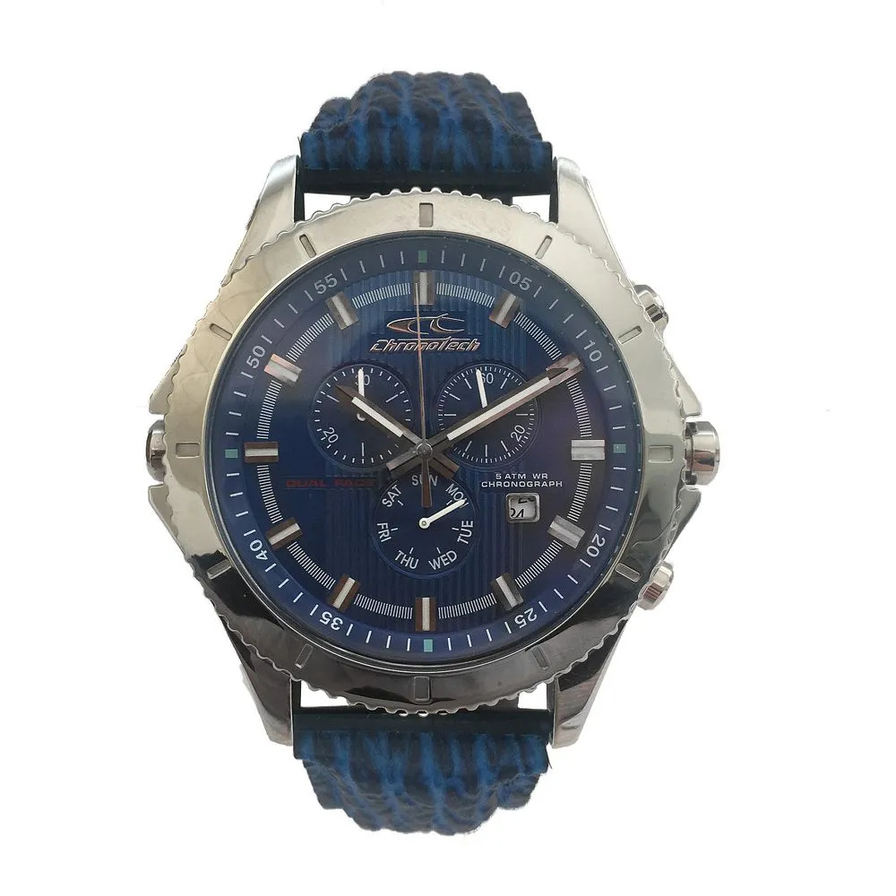 Chronotech Men's Blue Leather Watch