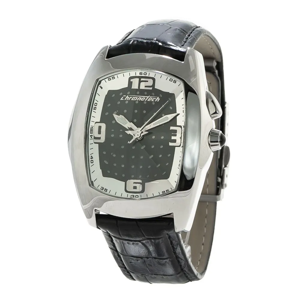 Chronotech Men's Black Leather Watch