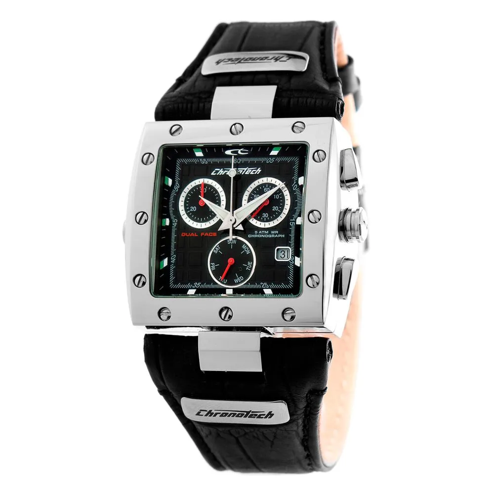 Chronotech Men's Black Leather Watch