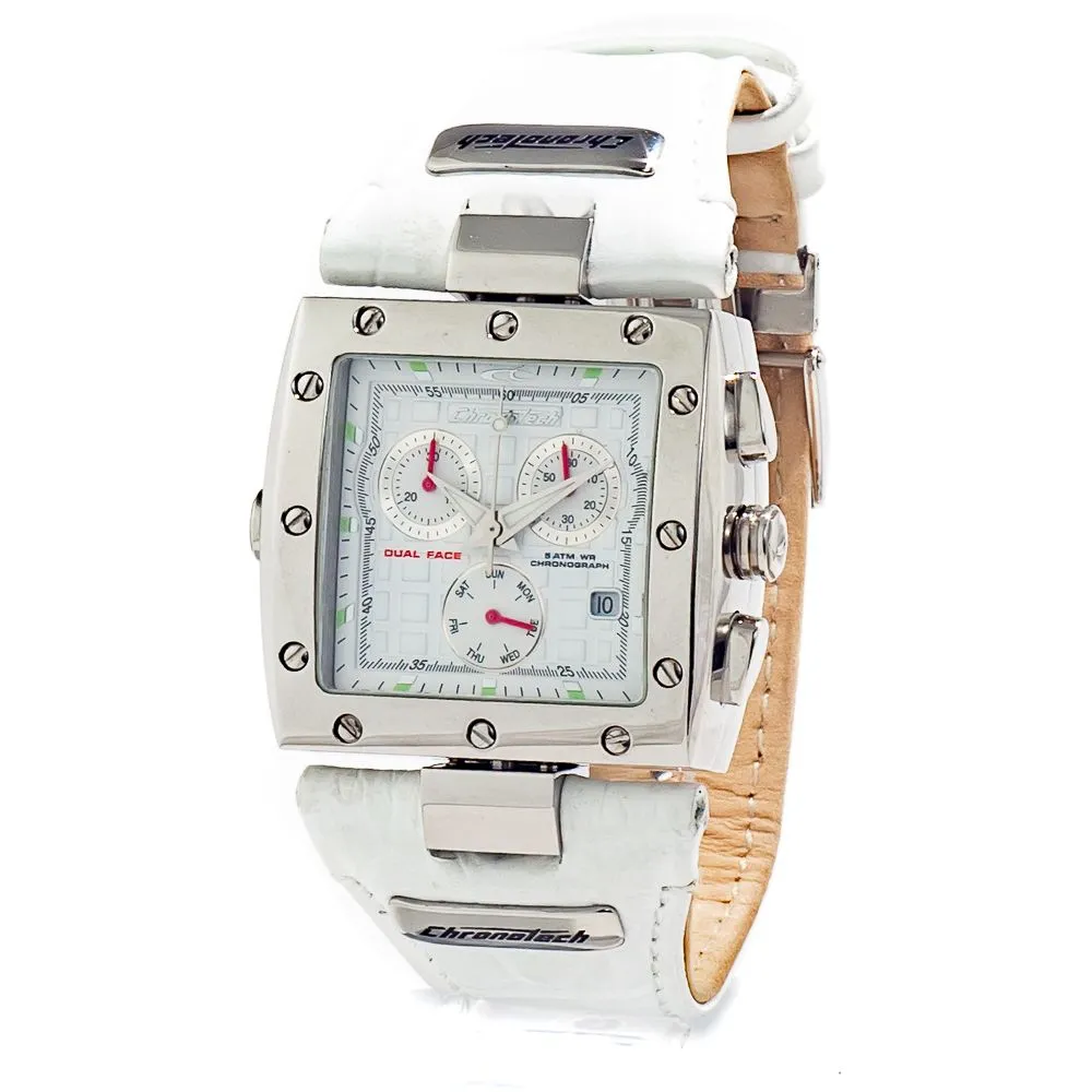 Chronotech Men's White Leather Watch