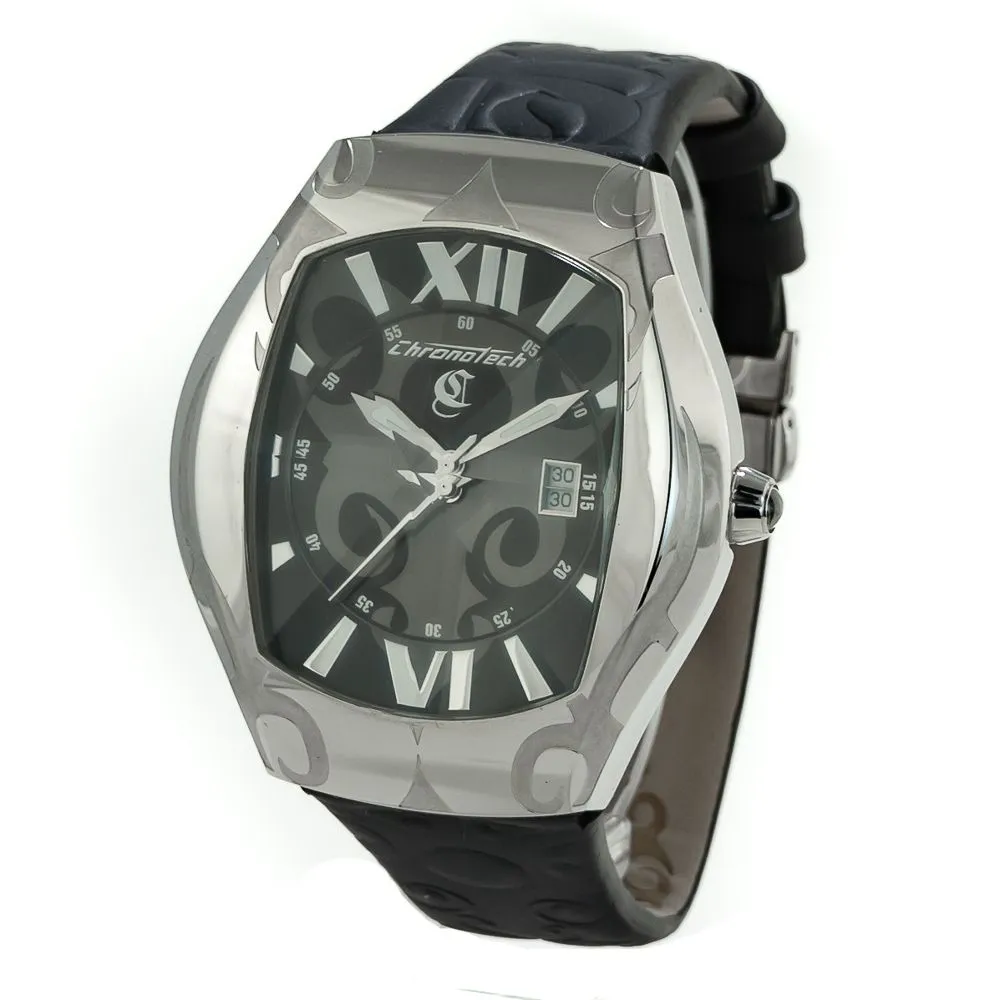 Chronotech Men's Black Leather Watch