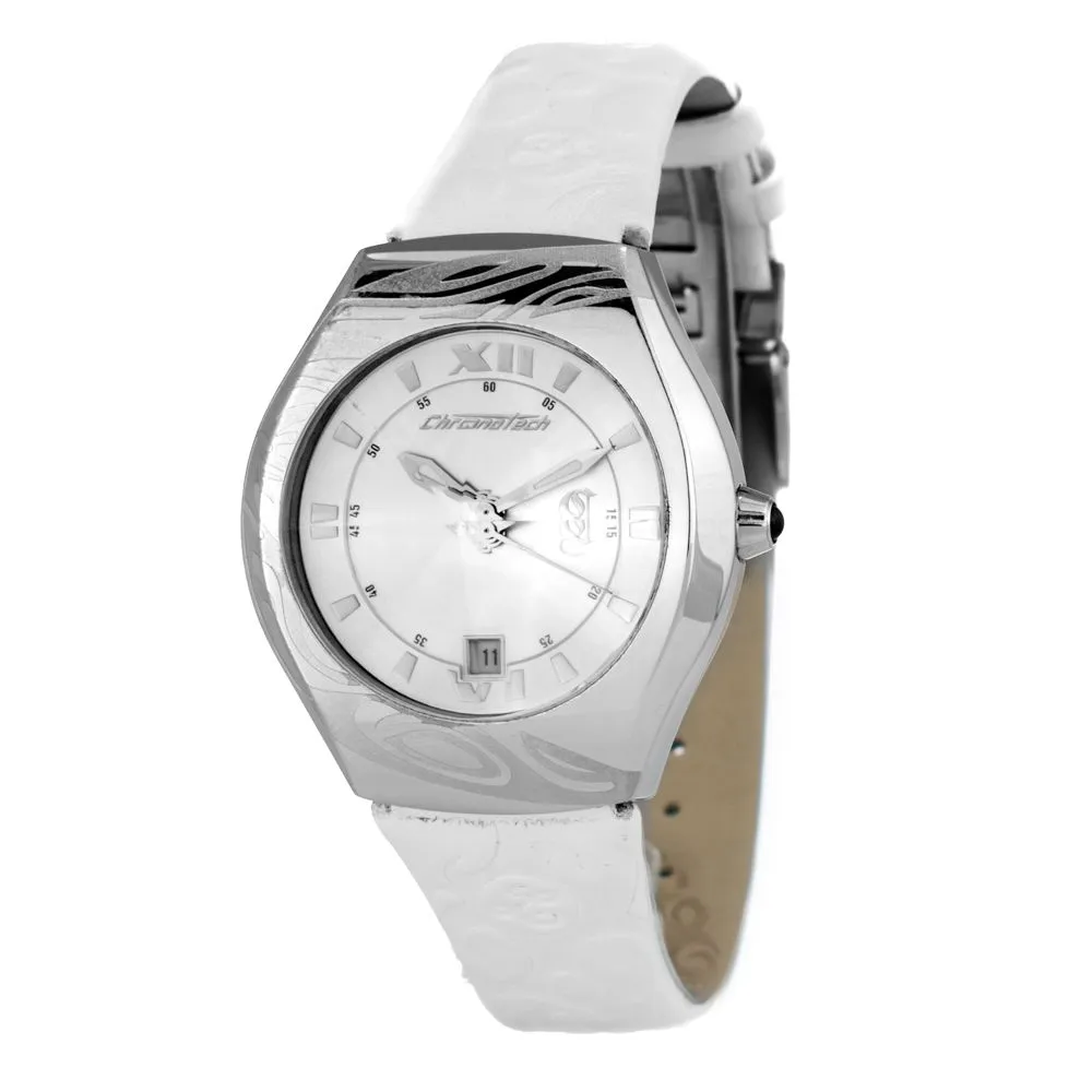 Chronotech Men's White Leather Watch