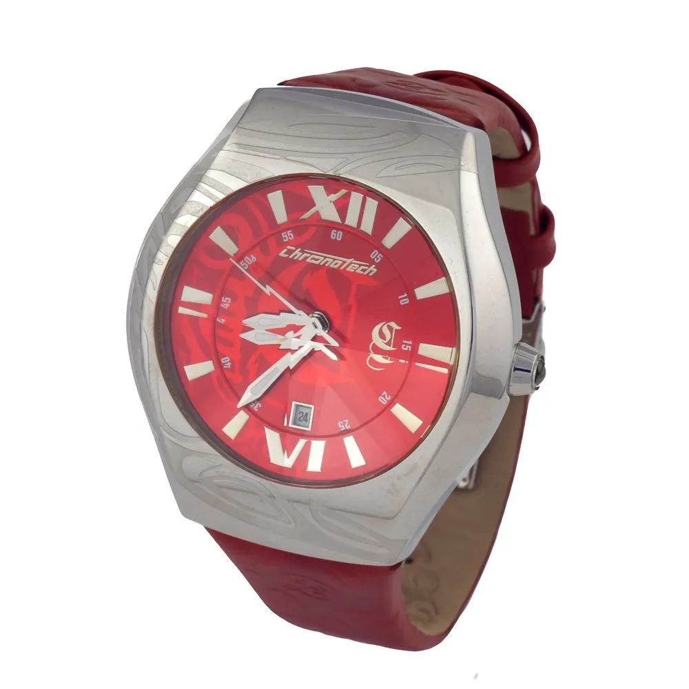 Chronotech Men's Red Leather Watch